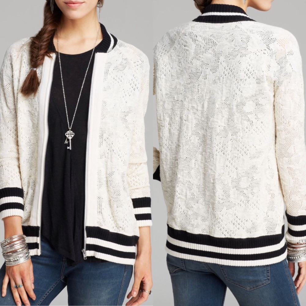 FREE PEOPLE | Cotton Flower Baseball Track Jacket